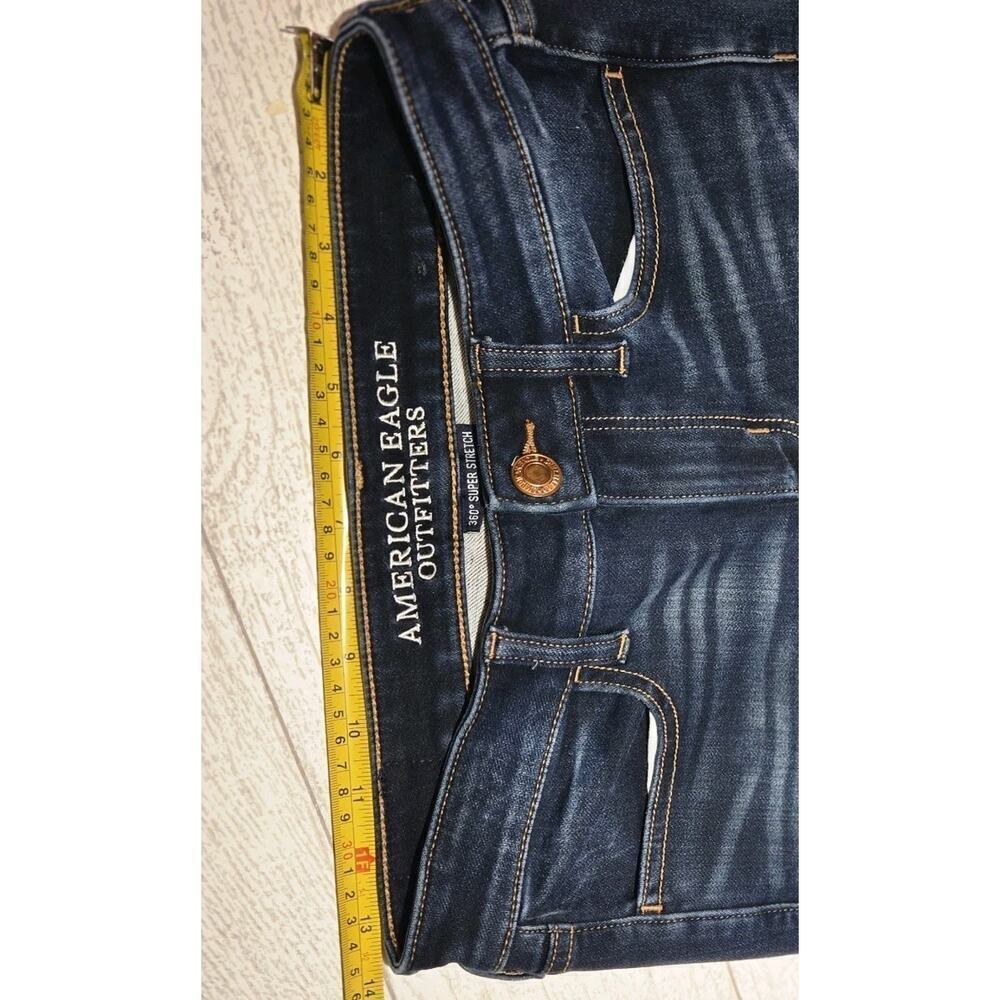 American Eagle 360 Super Stretch Jegging Crop Jeans Size 4 Starburst Distressed - Picture 11 of 11